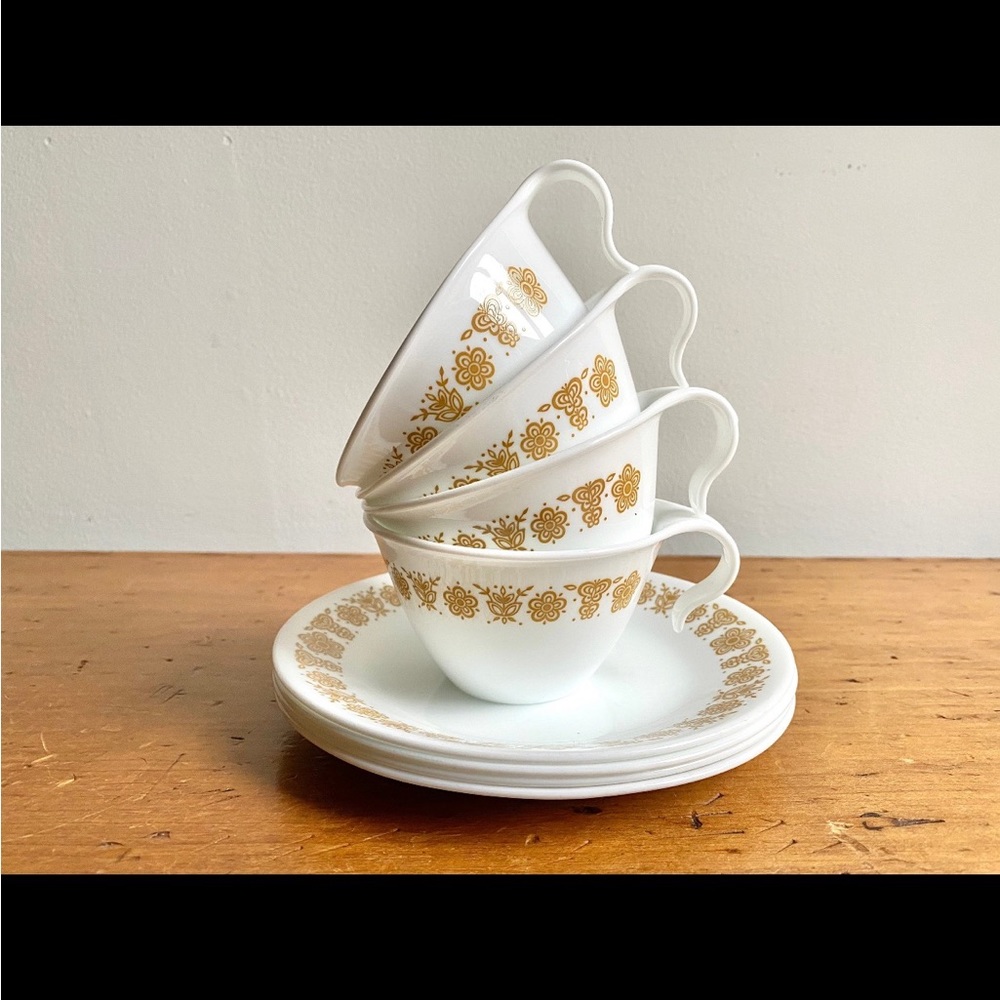 Corelle Butterfly Gold Cup and Saucer Set